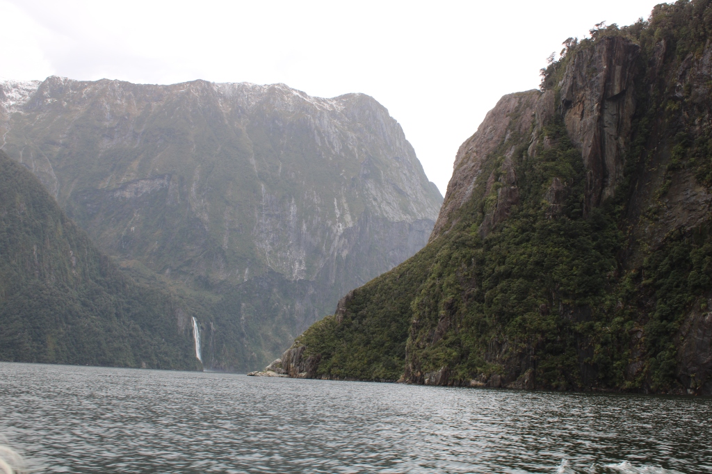 Milford Sound waterfall in New Zealand - Milford Sound: 2-Hour Small Boat Scenic Cruise in spring