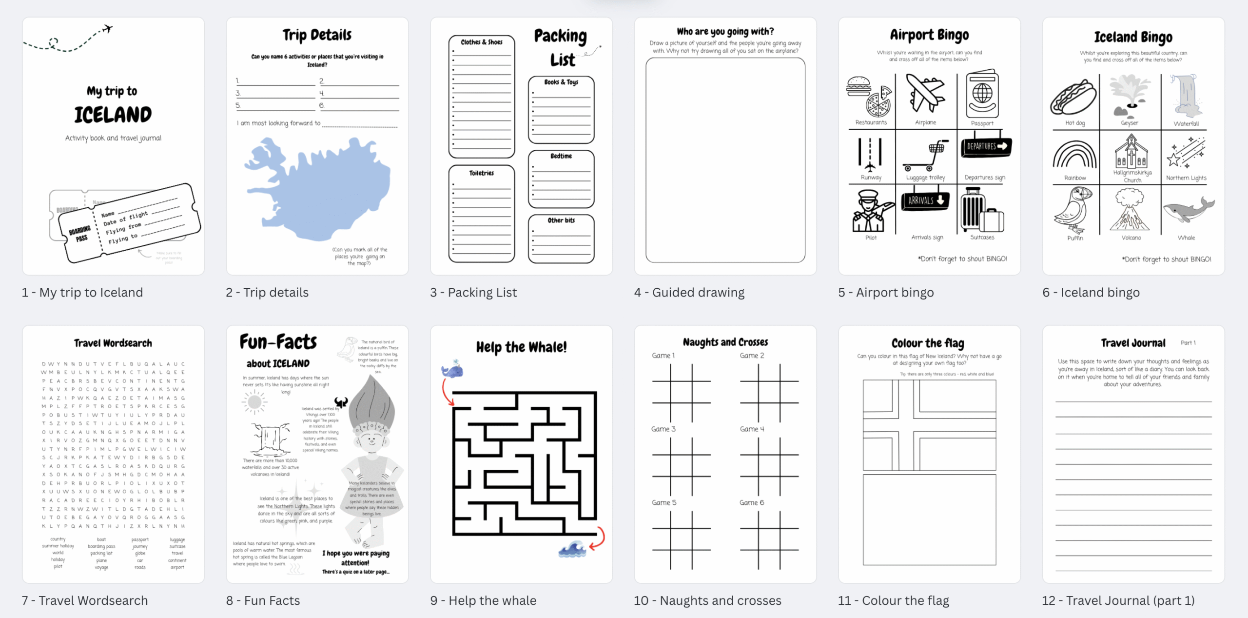 Printable travel journals for kids